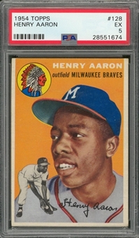 1954 Topps #128 Hank Aaron Rookie Card – PSA EX 5
